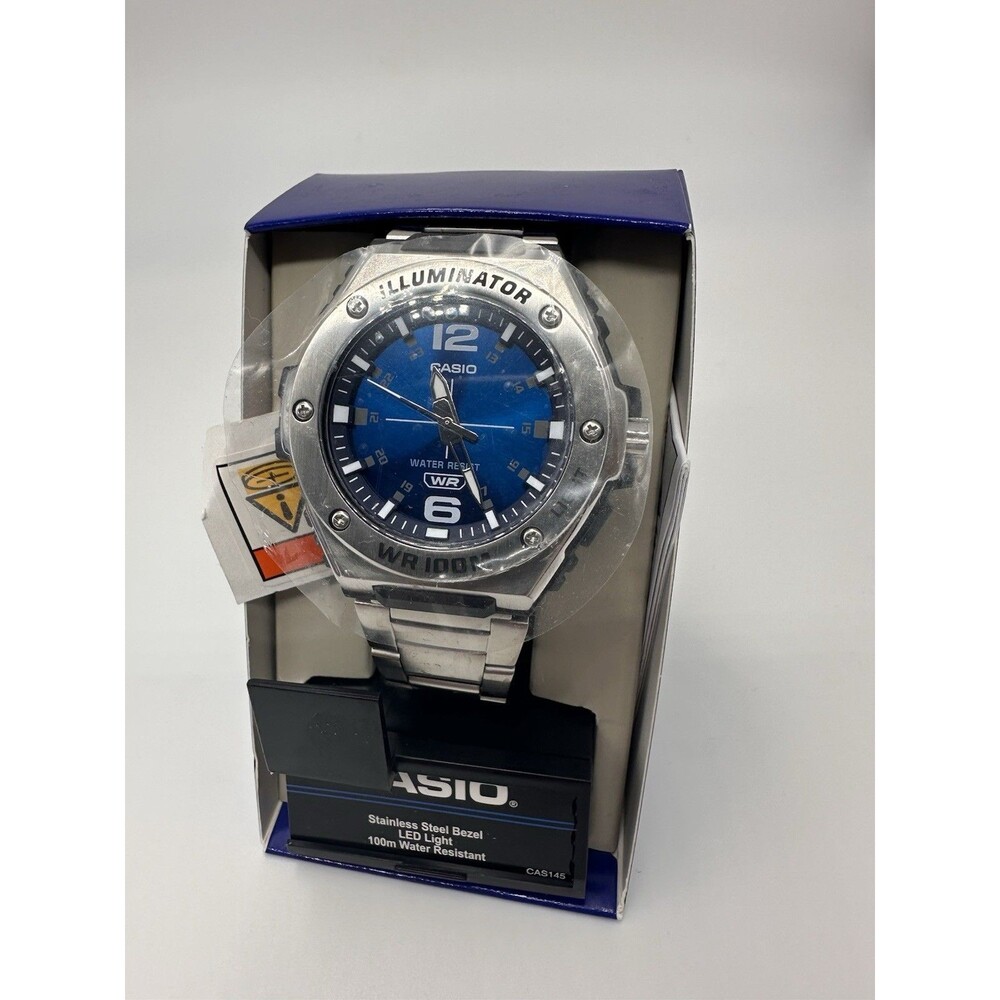 Casio Men's Analog Watch Quartz Blue Dial Silver Tone Bracelet MWA-100HD-2AVCF